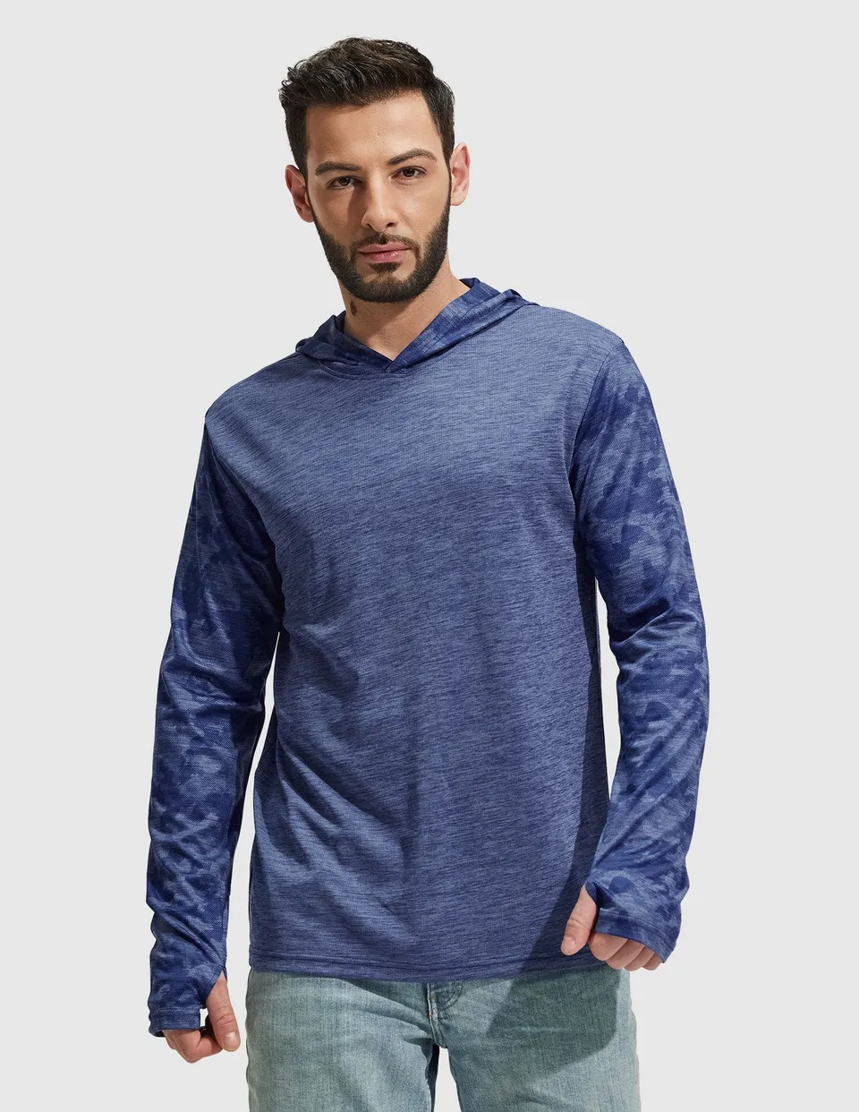 mier-paceguard-men-s-long-sleeve-hooded-sun-shirt-upf-50-quick-dry image 1