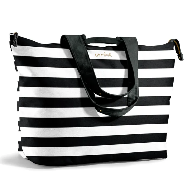 fit-fresh-all-the-things-xl-travel-tote-bag-b-w-stripe image 1