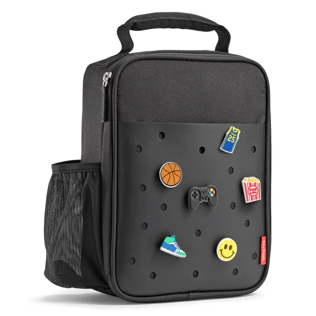 fit-fresh-charm-kids-lunch-bag-with-6-charms-black-22-slot-customizable-charm-lu image 1