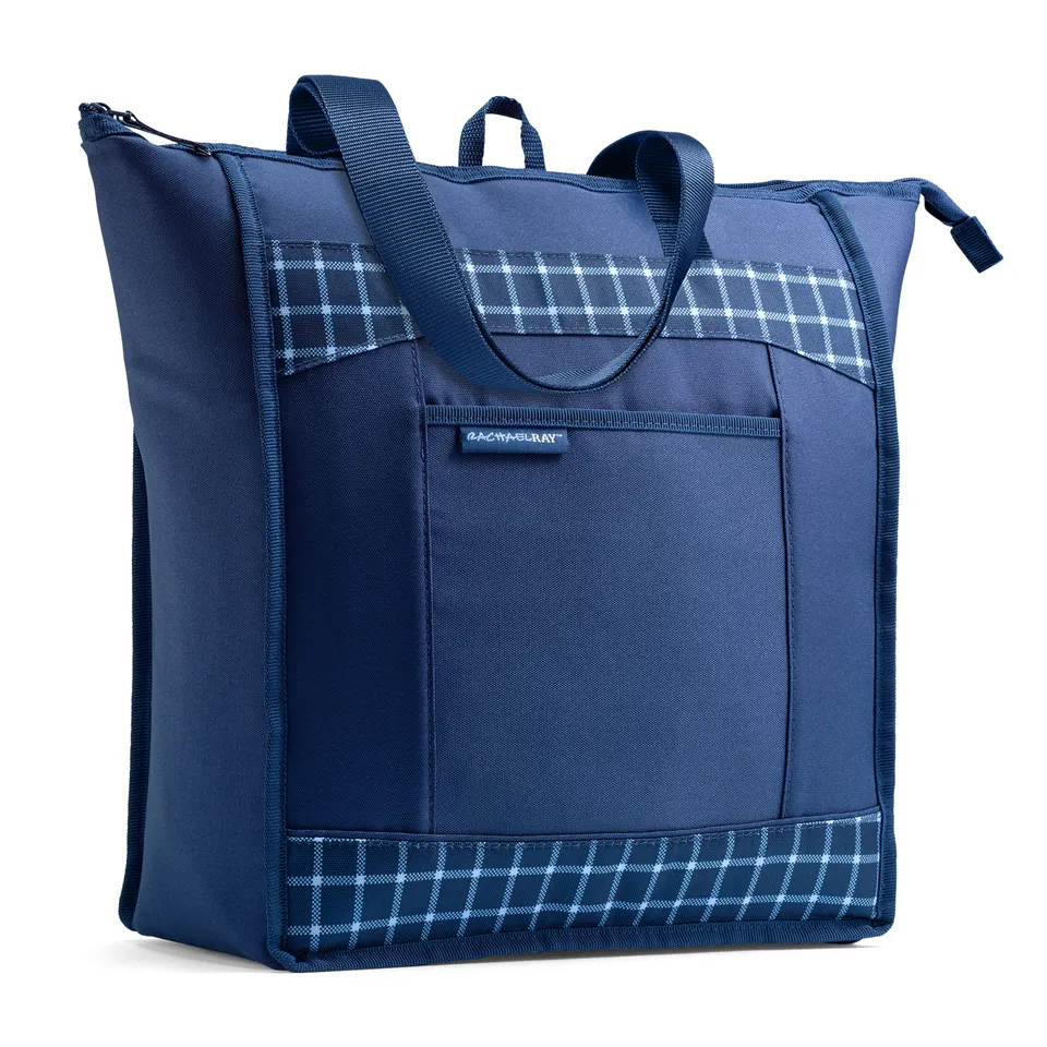 rachael-ray-chillout-insulated-cooler-tote-bag-navy-gingham-triple-tek-thermal-c image 1