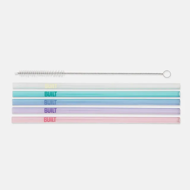 built-tritan-straw-set-with-cleaner-5-reusable-bpa-free-straws-and-cleaning-brus image 1