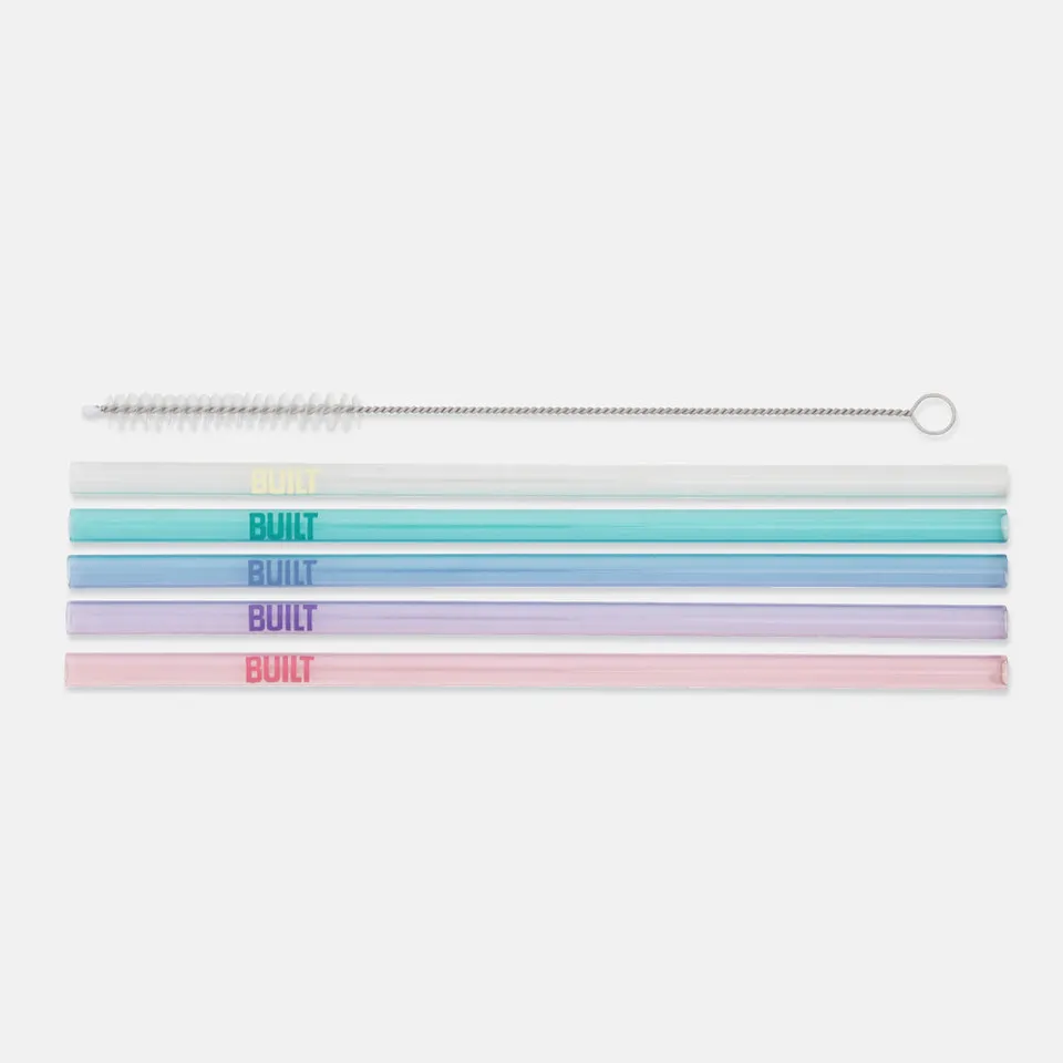 built-tritan-straw-set-with-cleaner-5-reusable-bpa-free-straws-and-cleaning-brus image 1