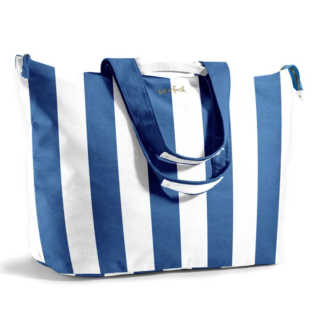 fit-fresh-all-the-things-xl-travel-tote-bag-cobalt-cabana-stripe-holds-50-lbs image 1