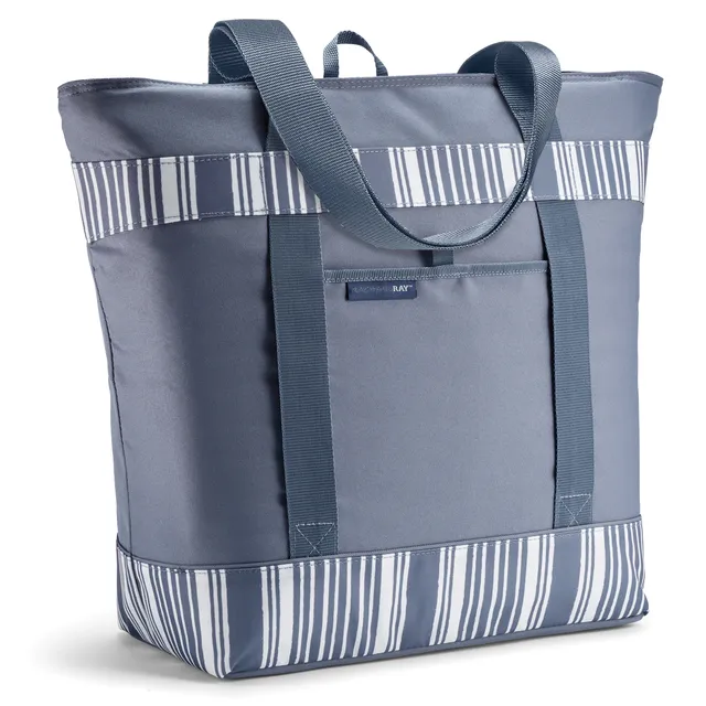 rachael-ray-jumbo-chillout-insulated-cooler-tote-bag-slate-stripe-triple-tek-the image 1