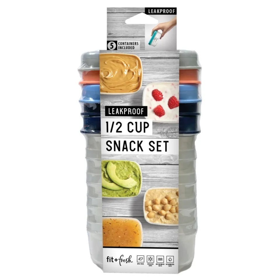 fit-fresh-adult-1-2-cup-food-containers-multicolor-5-pack-leakproof-4-oz-snack-s image 1