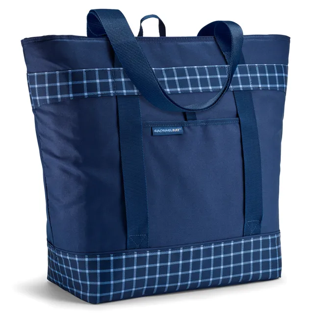 rachael-ray-jumbo-chillout-insulated-cooler-tote-bag-navy-gingham image 1