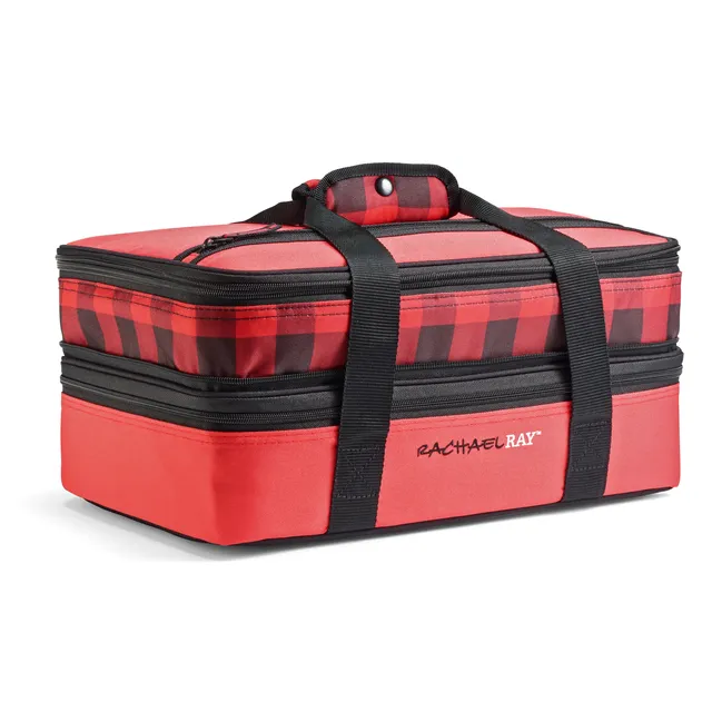 rachael-ray-expandable-lasagna-lugger-red-buffalo-check-insulated-expandable-cas image 1