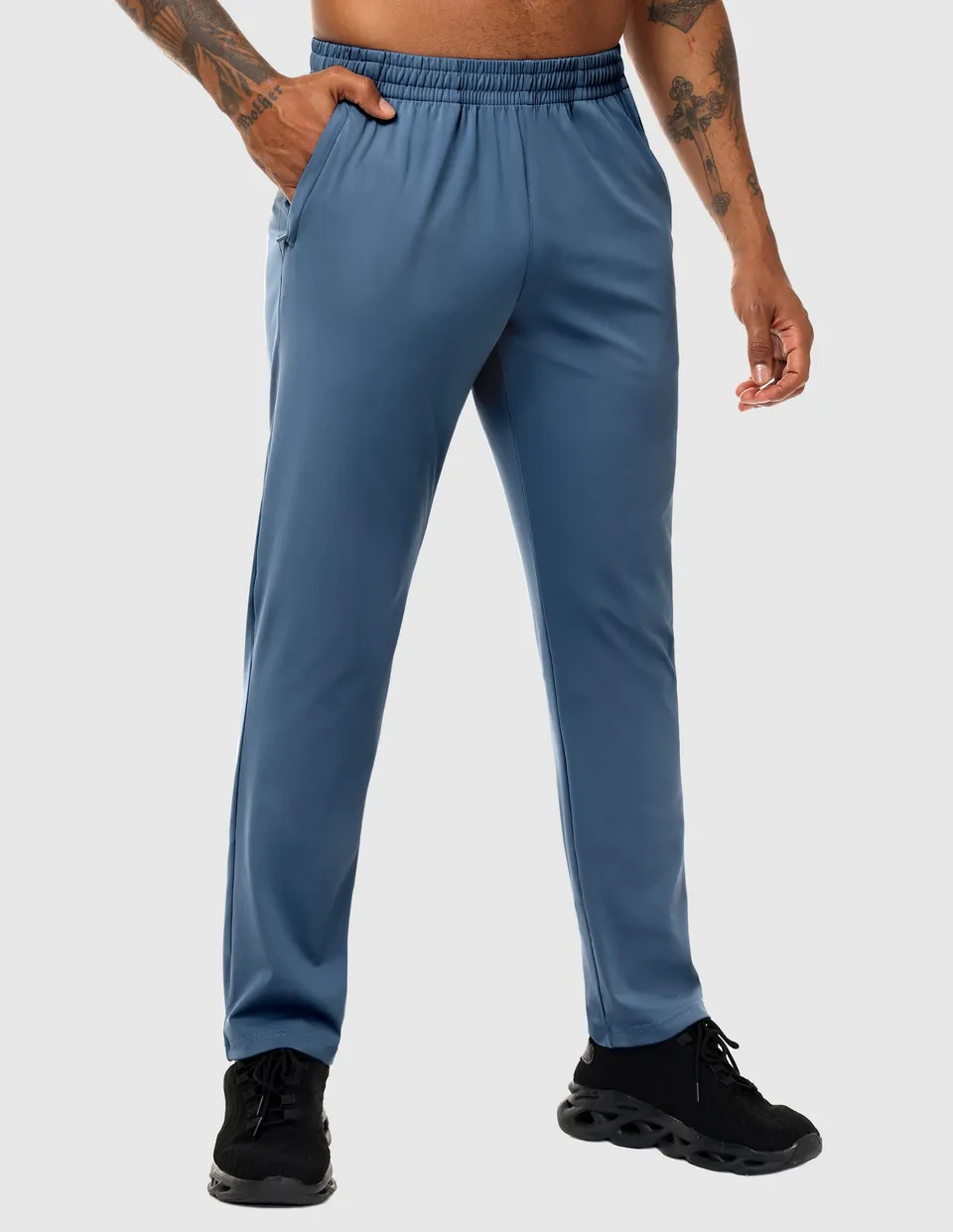 mier-men-s-lightweight-athletic-sweatpants-with-3-zipper-pockets-high-stretch-st image 1
