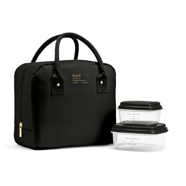 fit-fresh-bloomington-lunch-bag-with-lunch-kit-black-compact-10-x-6-x-8-5-insula image 1
