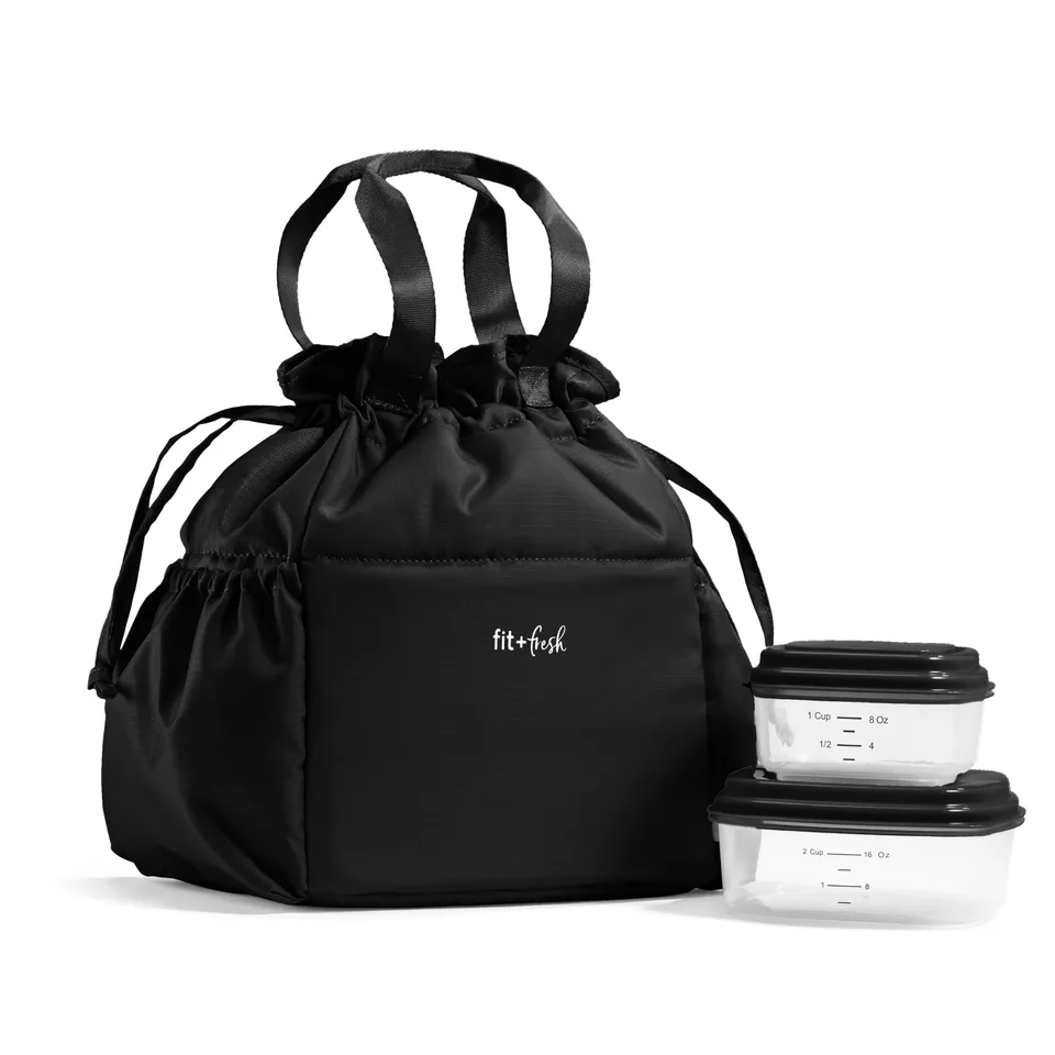 fit-fresh-cromwell-cinch-lunch-tote-with-lunch-kit-black image 1