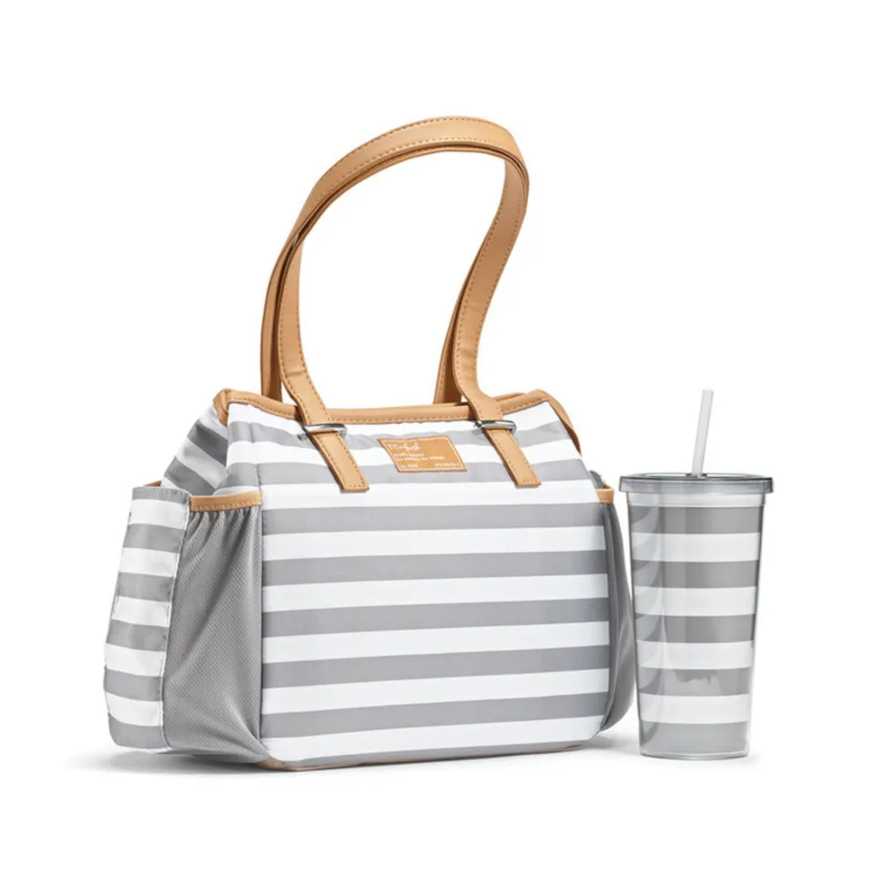 fit-fresh-copley-lunch-bag-with-tumbler-cup-gray-stripe-roomy-insulated-lunch-to image 1