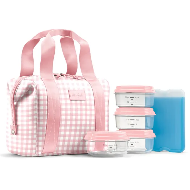 fit-fresh-remi-neoprene-lunch-bag-with-lunch-kit-pink-gingham image 1