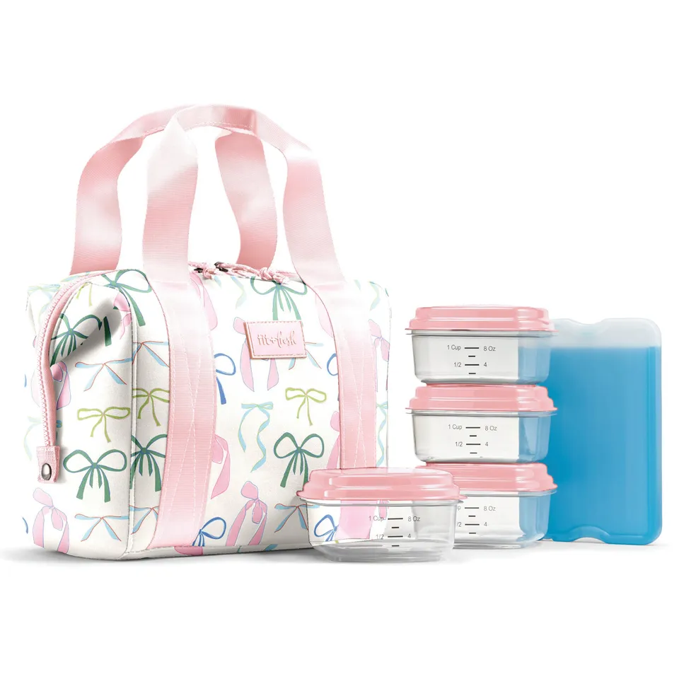 fit-fresh-remi-neoprene-lunch-bag-with-lunch-kit-dainty-bows-self-insulating-was image 1