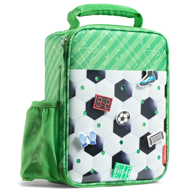 fit-fresh-charm-kids-lunch-bag-with-6-charms-soccer-insulated-kids-lunch-box-wit image 1