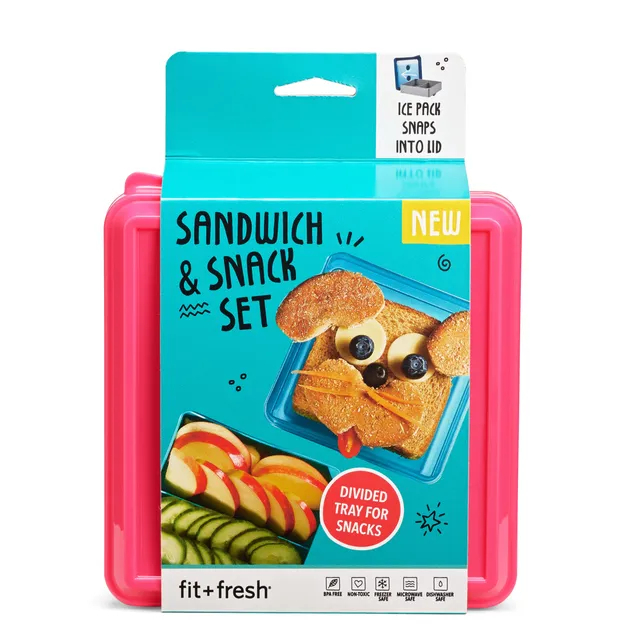 fit-fresh-kids-sandwich-snack-set-multicolor-bento-style-container-with-attachab image 1