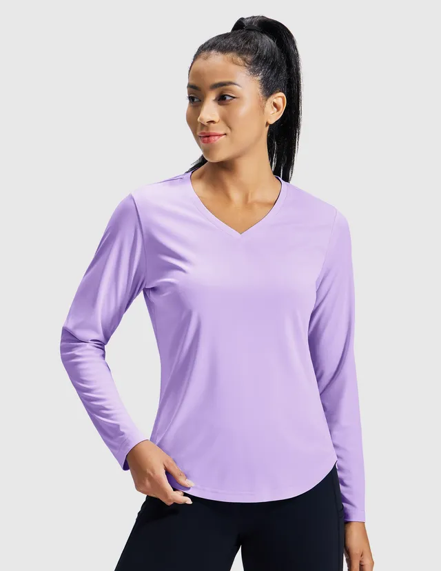 mier-tempocool-women-s-upf-50-v-neck-long-sleeve-running-tee image 1