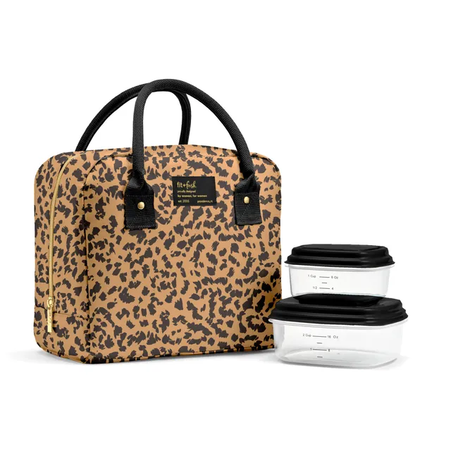 fit-fresh-bloomington-lunch-bag-with-lunch-kit-cheetah-spots-roomy-insulated-lun image 1