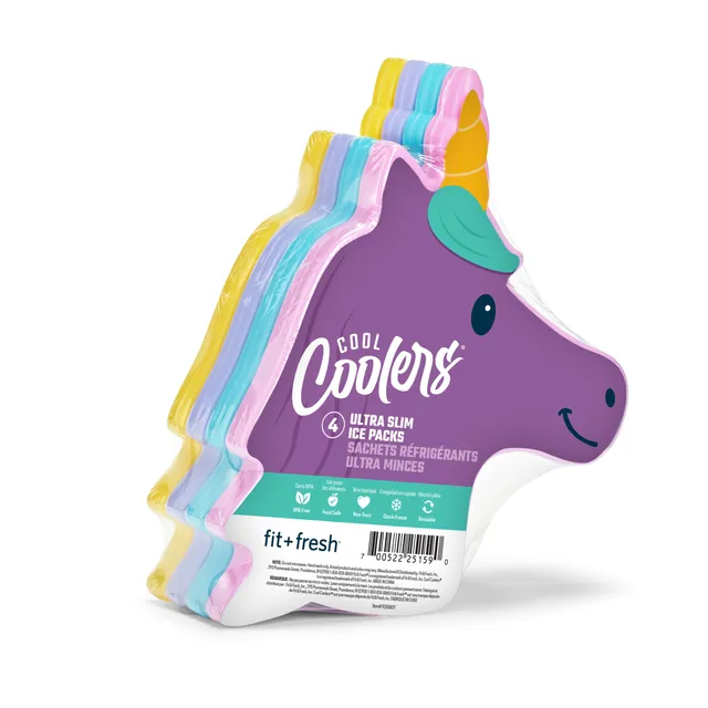 fit-fresh-cool-coolers-kids-shaped-ice-packs-unicorn-slim-0-5-reusable-lunch-box image 1