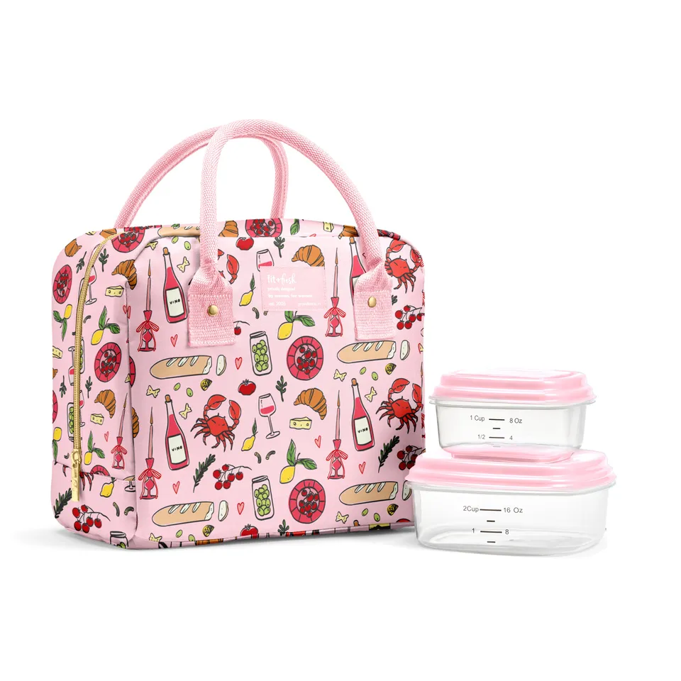 fit-fresh-bloomington-lunch-bag-with-lunch-kit-pink-pasta-dinner image 1