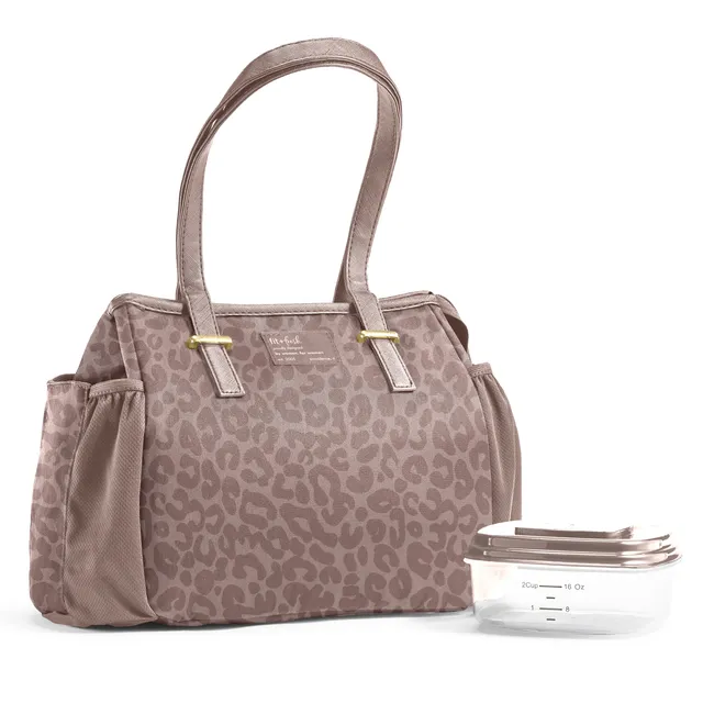 fit-fresh-copley-lunch-bag-with-lunch-kit-mocha-feline-fine-roomy-13-x-6-5-x-11- image 1