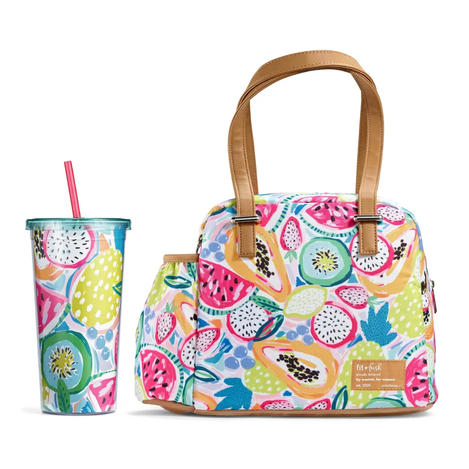fit-fresh-laketown-lunch-bag-with-matching-tumbler-cup-fresh-fruit-print image 1