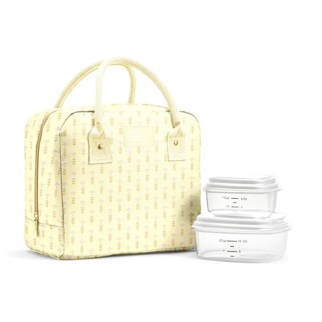 fit-fresh-bloomington-lunch-bag-with-lunch-kit-butter-yellow-flowers-10-x6-x8-5- image 1