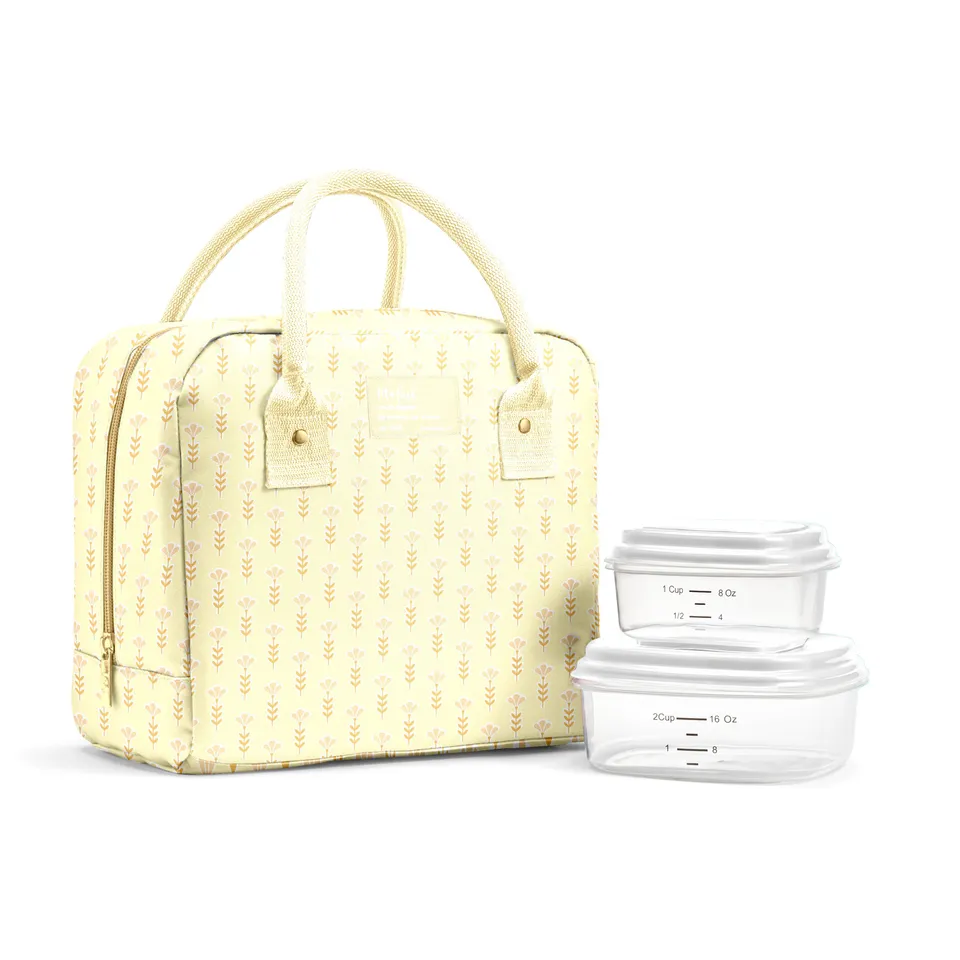 fit-fresh-bloomington-lunch-bag-with-lunch-kit-butter-yellow-flowers-10-x6-x8-5- image 1