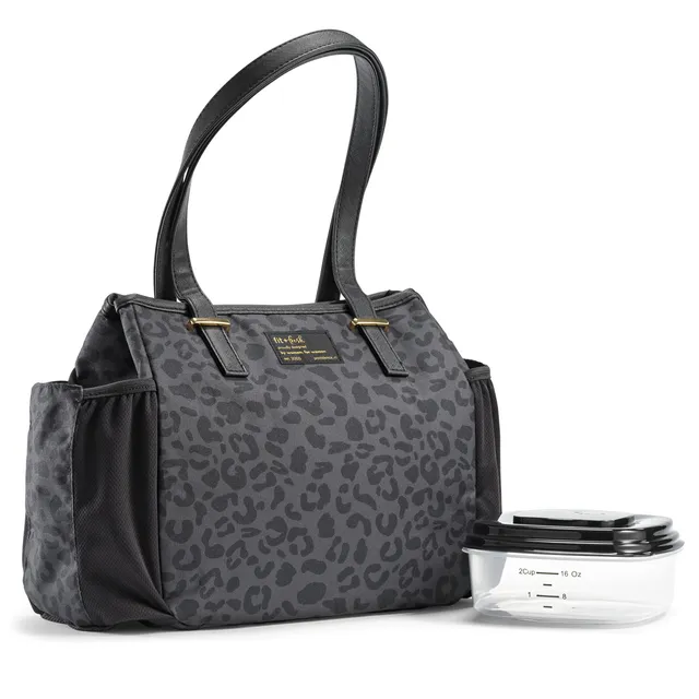 fit-fresh-copley-lunch-bag-with-lunch-kit-black-feline-fine-extra-roomy-lunch-ba image 1