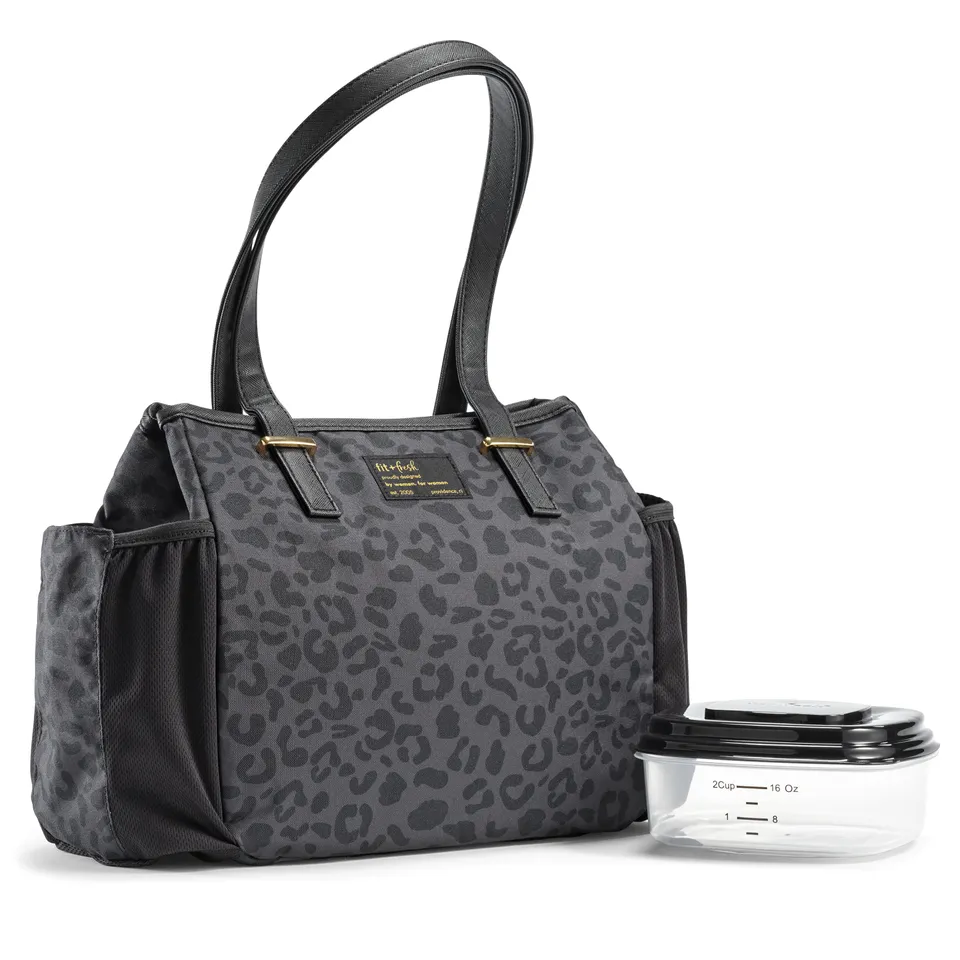 fit-fresh-copley-lunch-bag-with-lunch-kit-black-feline-fine-extra-roomy-lunch-ba image 1