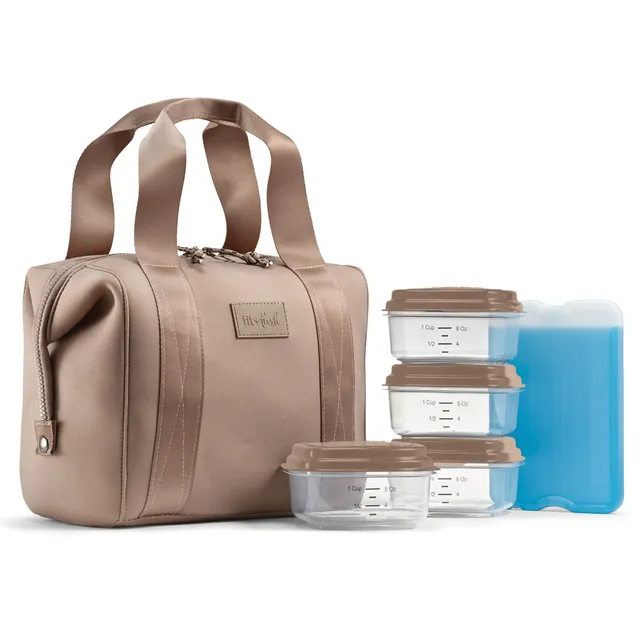 fit-fresh-remi-neoprene-lunch-bag-with-lunch-kit-taupe-machine-washable-self-ins image 1