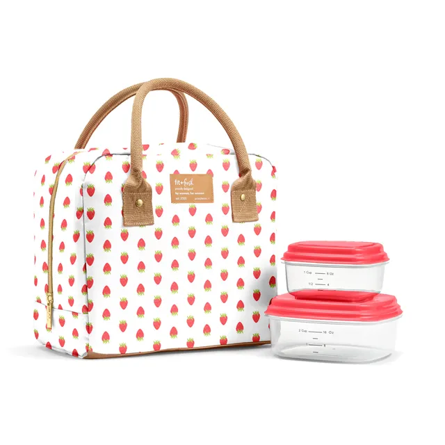 fit-fresh-bloomington-lunch-bag-with-lunch-kit-strawberries-10-x6-x8-5-insulated image 1