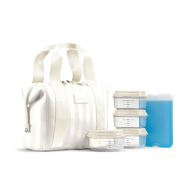fit-fresh-remi-neoprene-lunch-bag-with-lunch-kit-ivory-stripe image 1