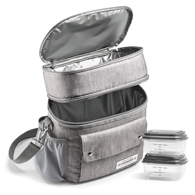fit-fresh-westminster-dual-compartment-lunch-bag-with-lunch-kit-steel image 1