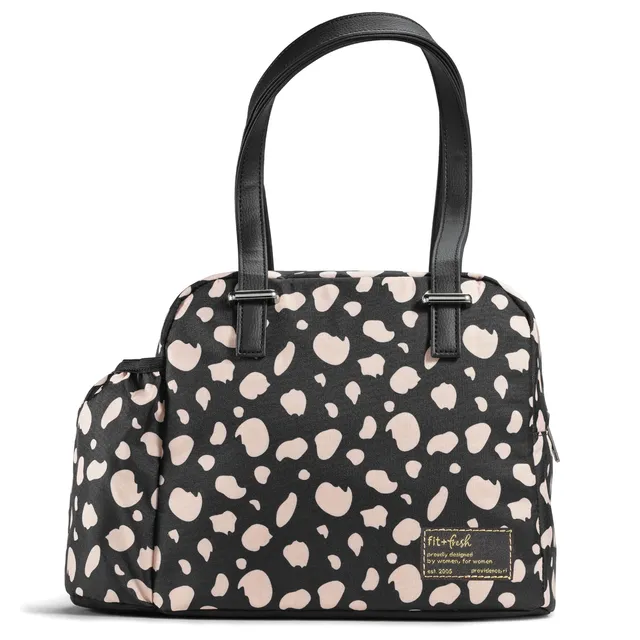 fit-fresh-laketown-lunch-bag-black-cheetah-roomy-insulated-lunch-bag-with-should image 1