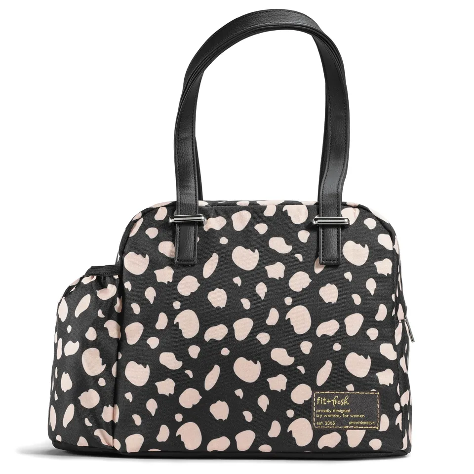 fit-fresh-laketown-lunch-bag-black-cheetah-roomy-insulated-lunch-bag-with-should image 1