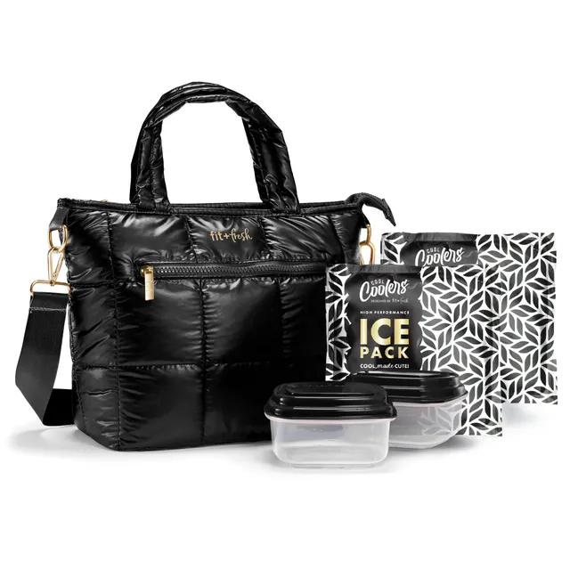 fit-fresh-eliana-insulated-quilted-lunch-tote-with-lunch-kit-2-containers-2-ice- image 1