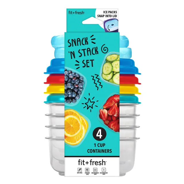 fit-fresh-kids-1-cup-containers-multicolor-4-pack-plastic-food-containers-with-2 image 1