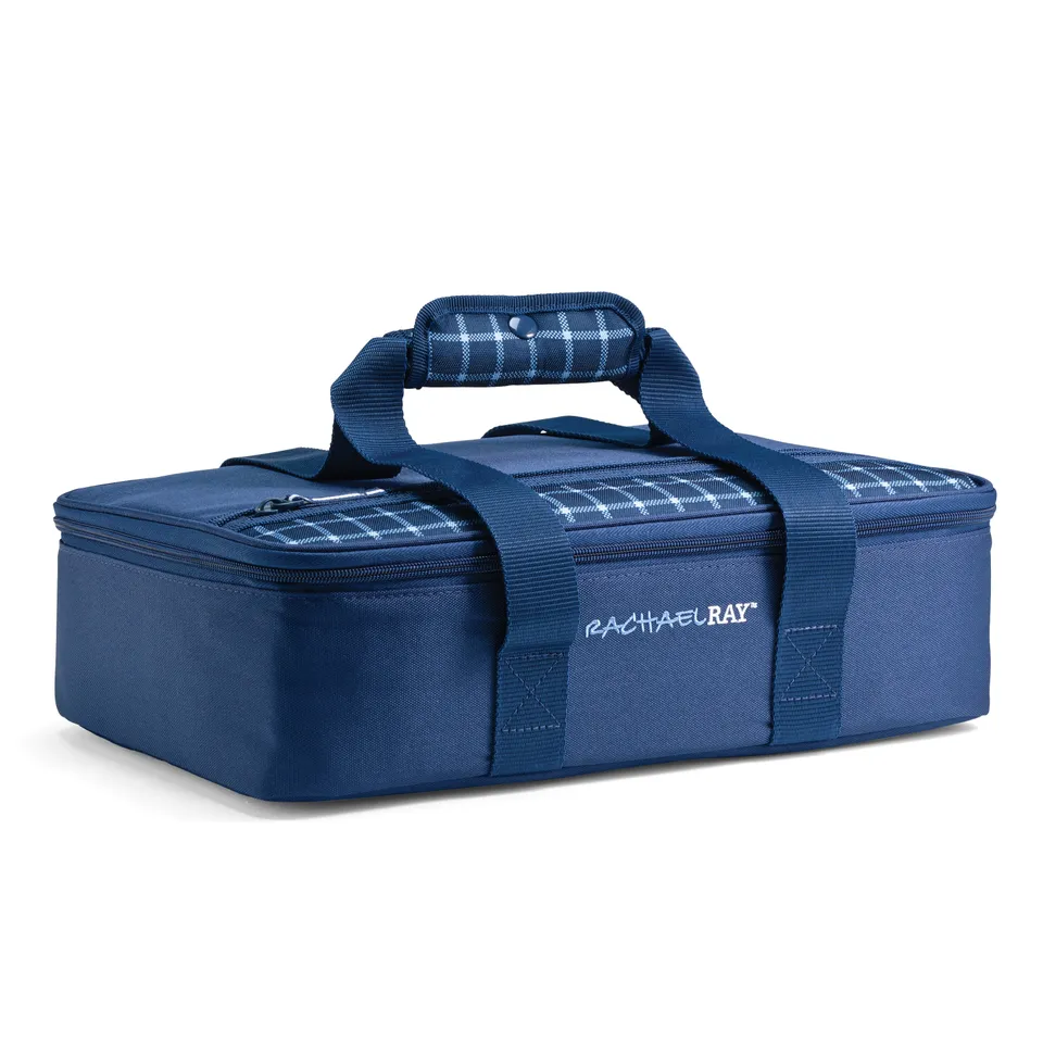 rachael-ray-original-lasagna-lugger-navy-gingham-insulated-casserole-carrier-for image 1