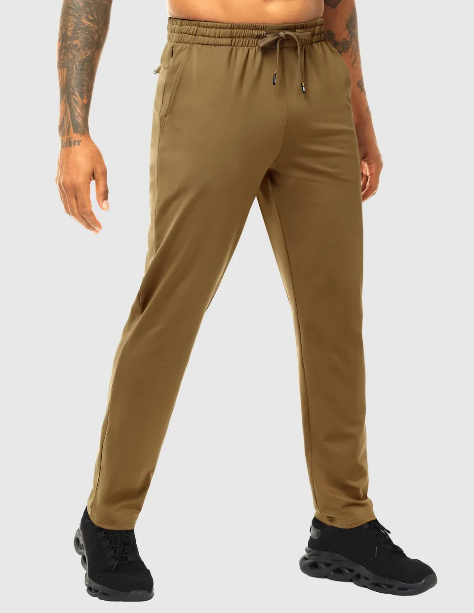 mier-men-s-fleece-lined-athletic-pants-cold-weather-joggers-with-4-pockets-and-z image 1