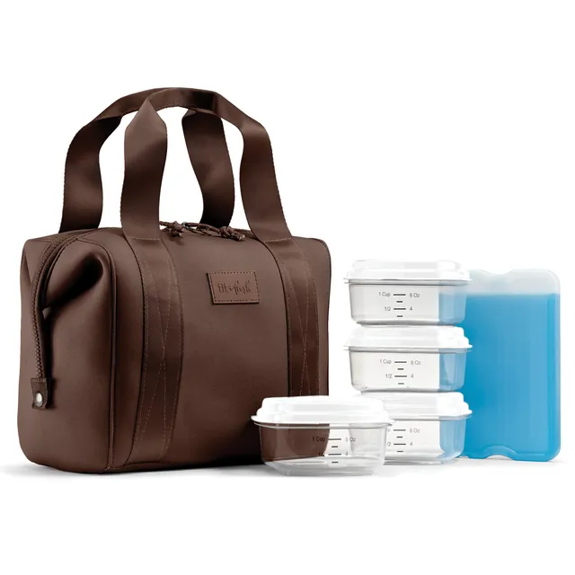 fit-fresh-remi-neoprene-lunch-bag-with-lunch-kit-dark-chocolate-machine-washable image 1