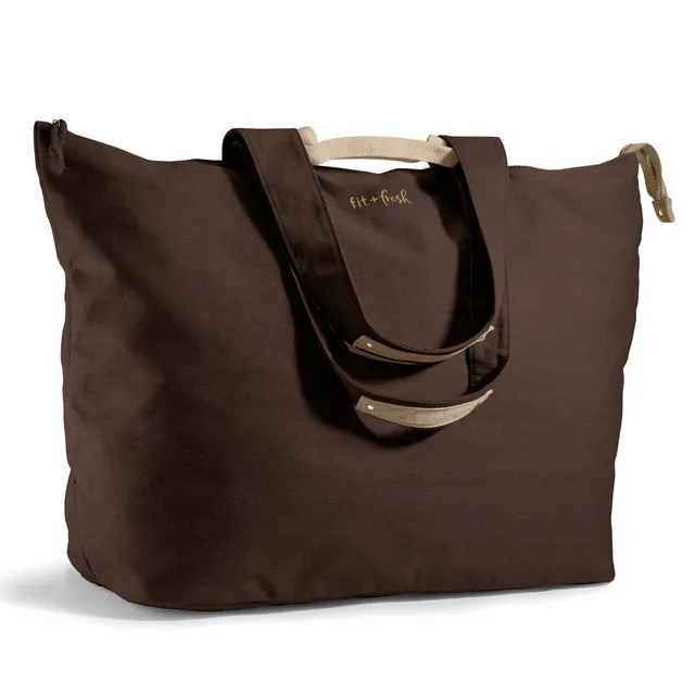 fit-fresh-all-the-things-xl-travel-tote-bag-chocolate-brown-22-x-18-x-12-foldabl image 1