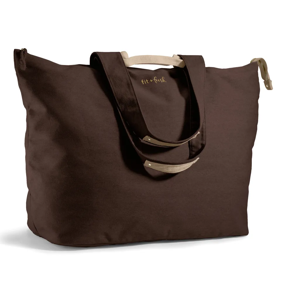 fit-fresh-all-the-things-xl-travel-tote-bag-chocolate-brown-22-x-18-x-12-foldabl image 1
