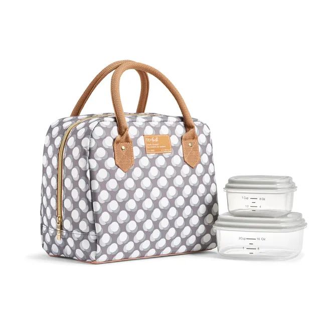 fit-fresh-bloomington-lunch-bag-with-lunch-kit-gray-dot-roomy-lunch-bag-with-two image 1