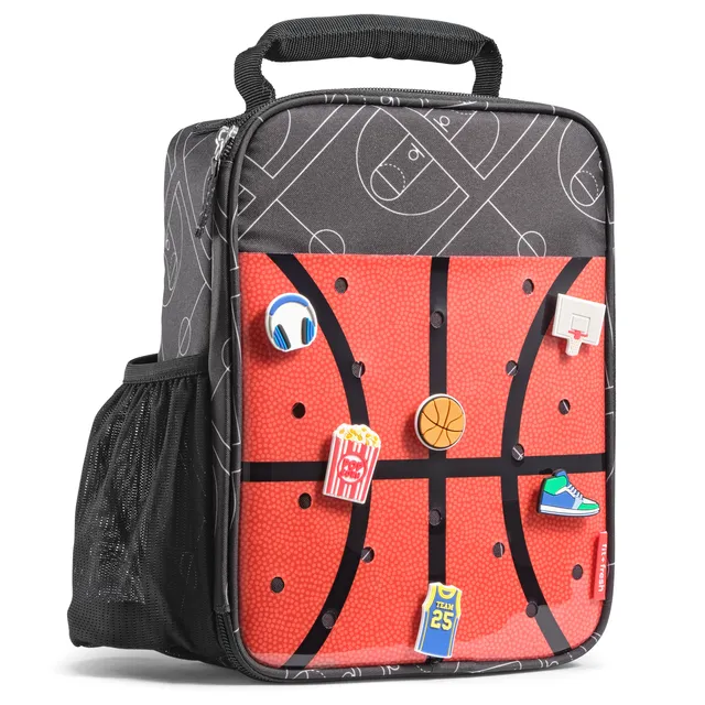 fit-fresh-charm-kids-lunch-bag-with-6-charms-basketball-insulated-customizable-l image 1