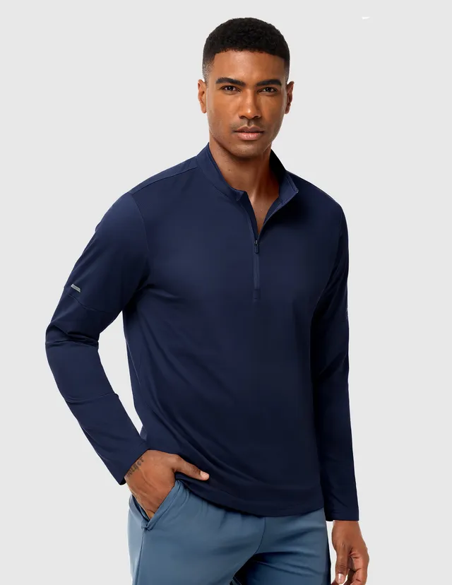mier-brushed-fleece-lined-quarter-zip-pullover-midweight-men-s-long-sleeve image 1