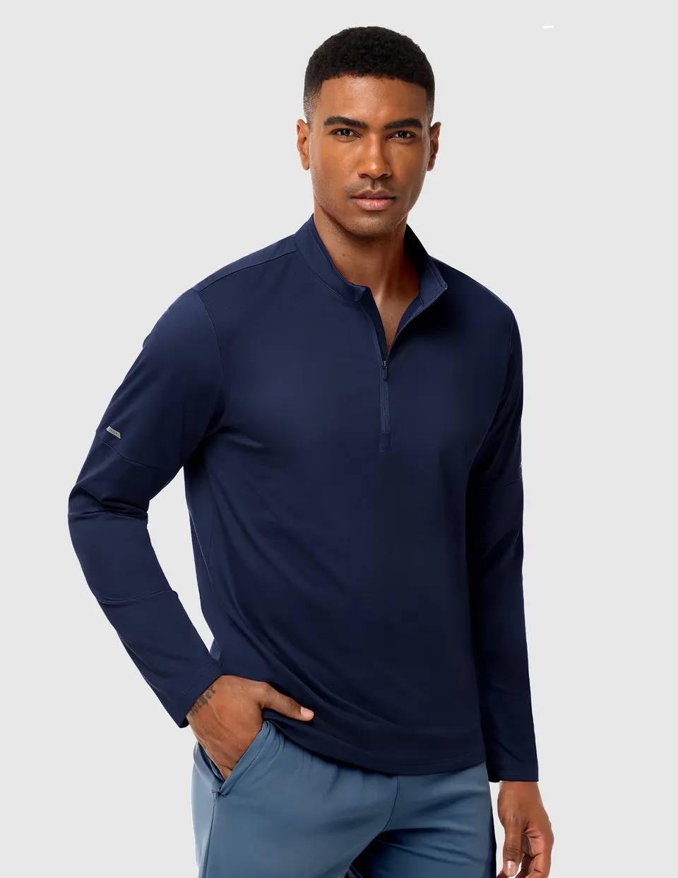 mier-brushed-fleece-lined-quarter-zip-pullover-midweight-men-s-long-sleeve image 1