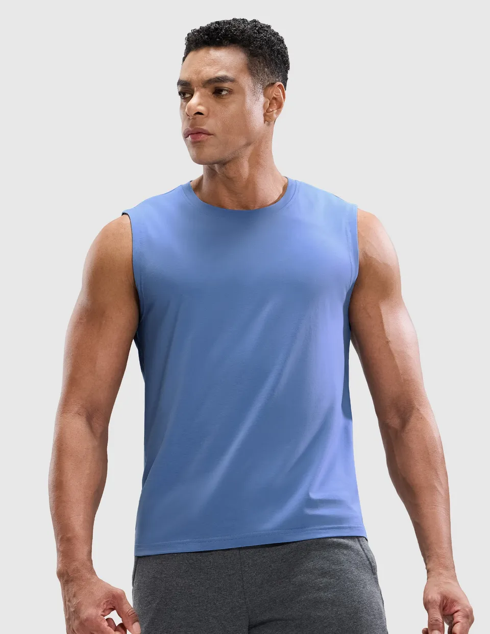 mier-men-s-cotton-sleeveless-muscle-shirt-cotton-spandex-stretch-tank-top image 1