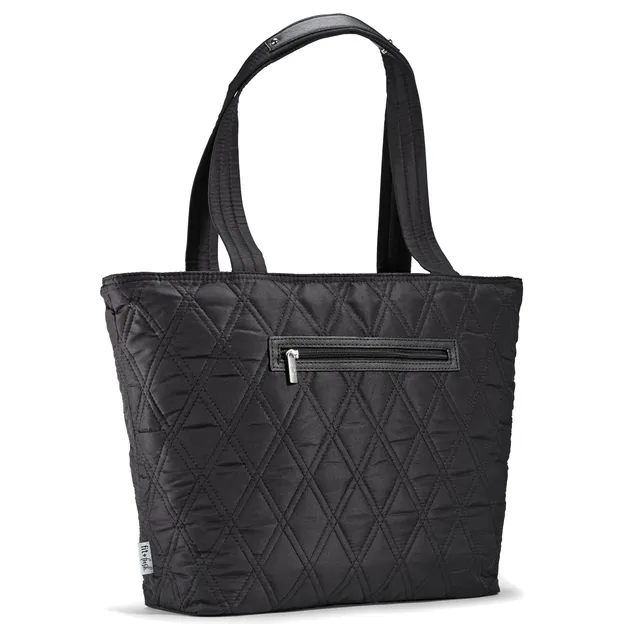 fit-fresh-metro-tote-2-in-1-work-lunch-bag-black-quilted-laptop-tote-with-insula image 1