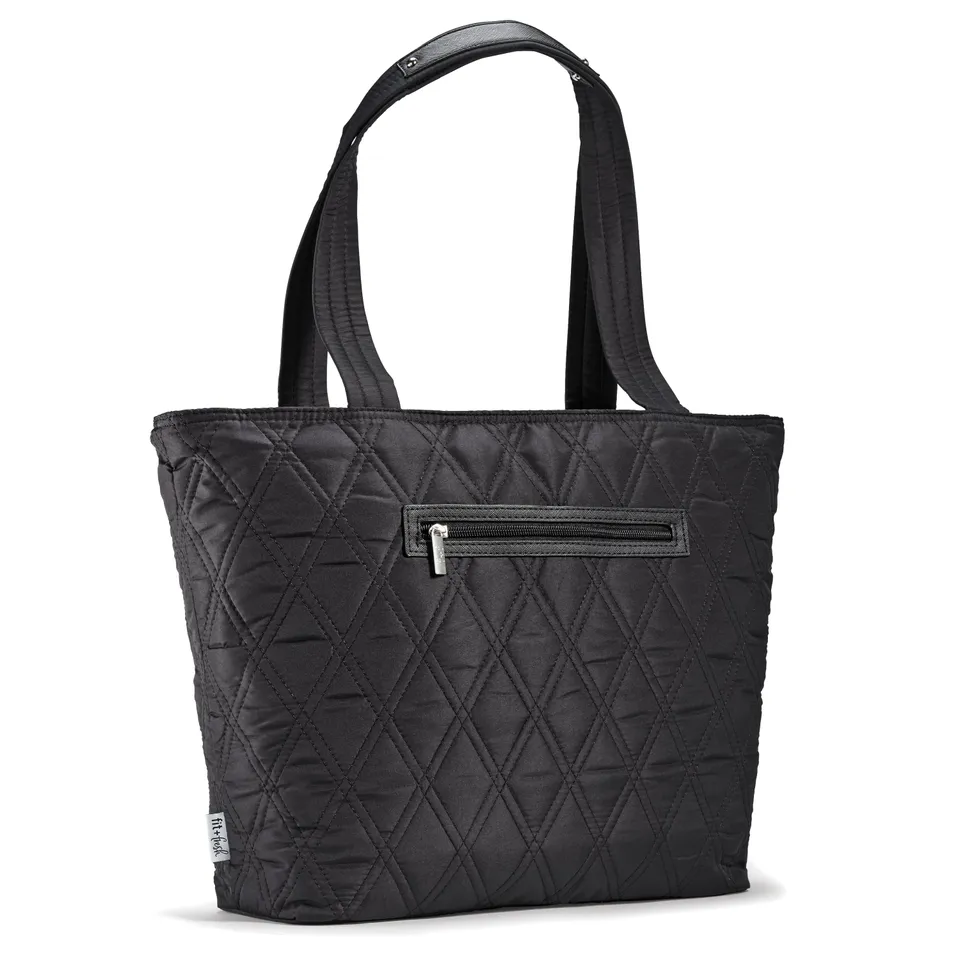 fit-fresh-metro-tote-2-in-1-work-lunch-bag-black-quilted-laptop-tote-with-insula image 1
