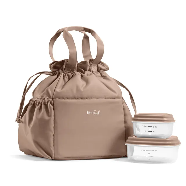 fit-fresh-cromwell-cinch-lunch-tote-with-lunch-kit-taupe-drawstring-insulated-to image 1